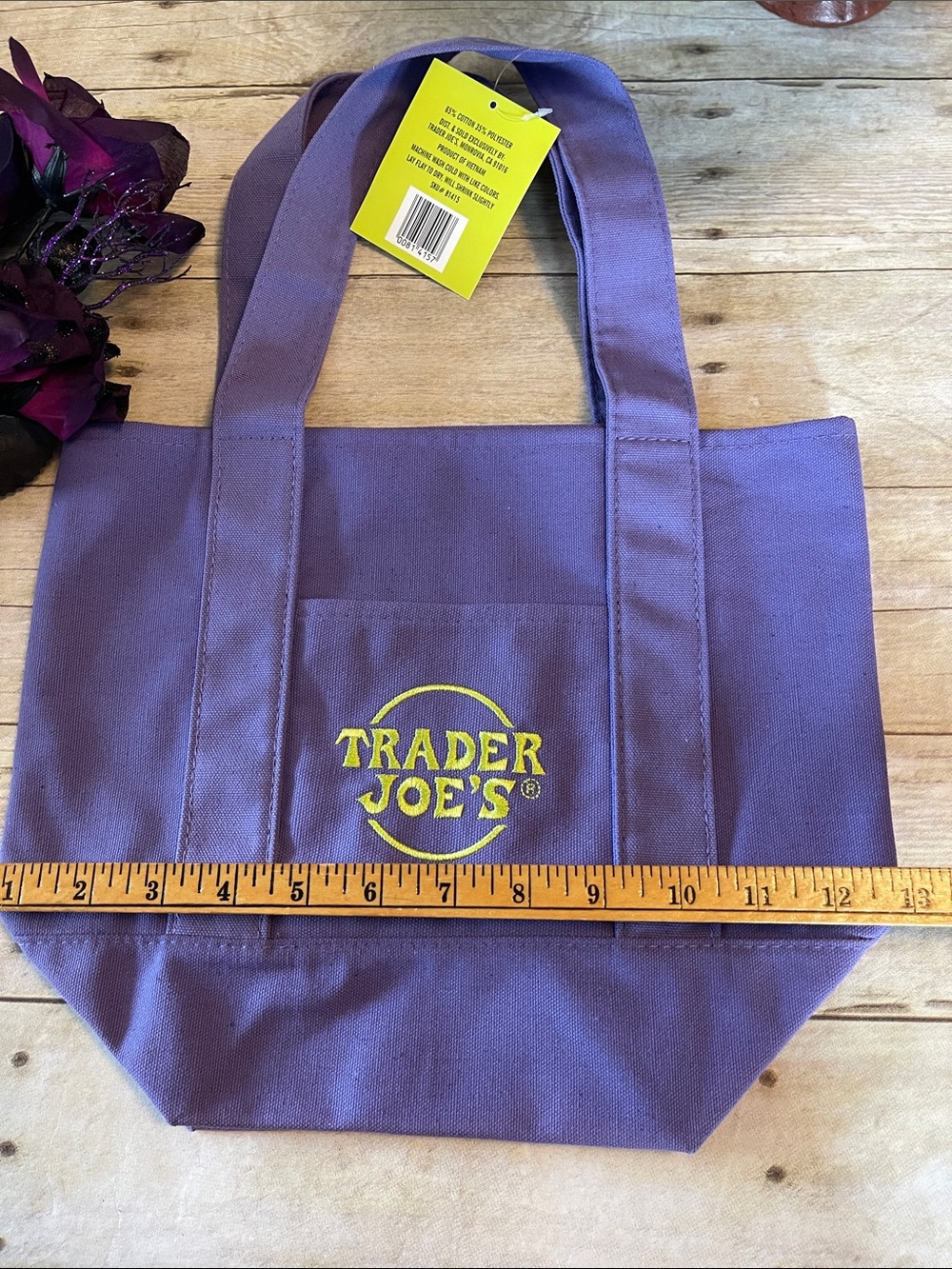 NWT Trader Joe's Halloween Limited Edition Canvas Mini Tote Lavender - Picture 6 of 10